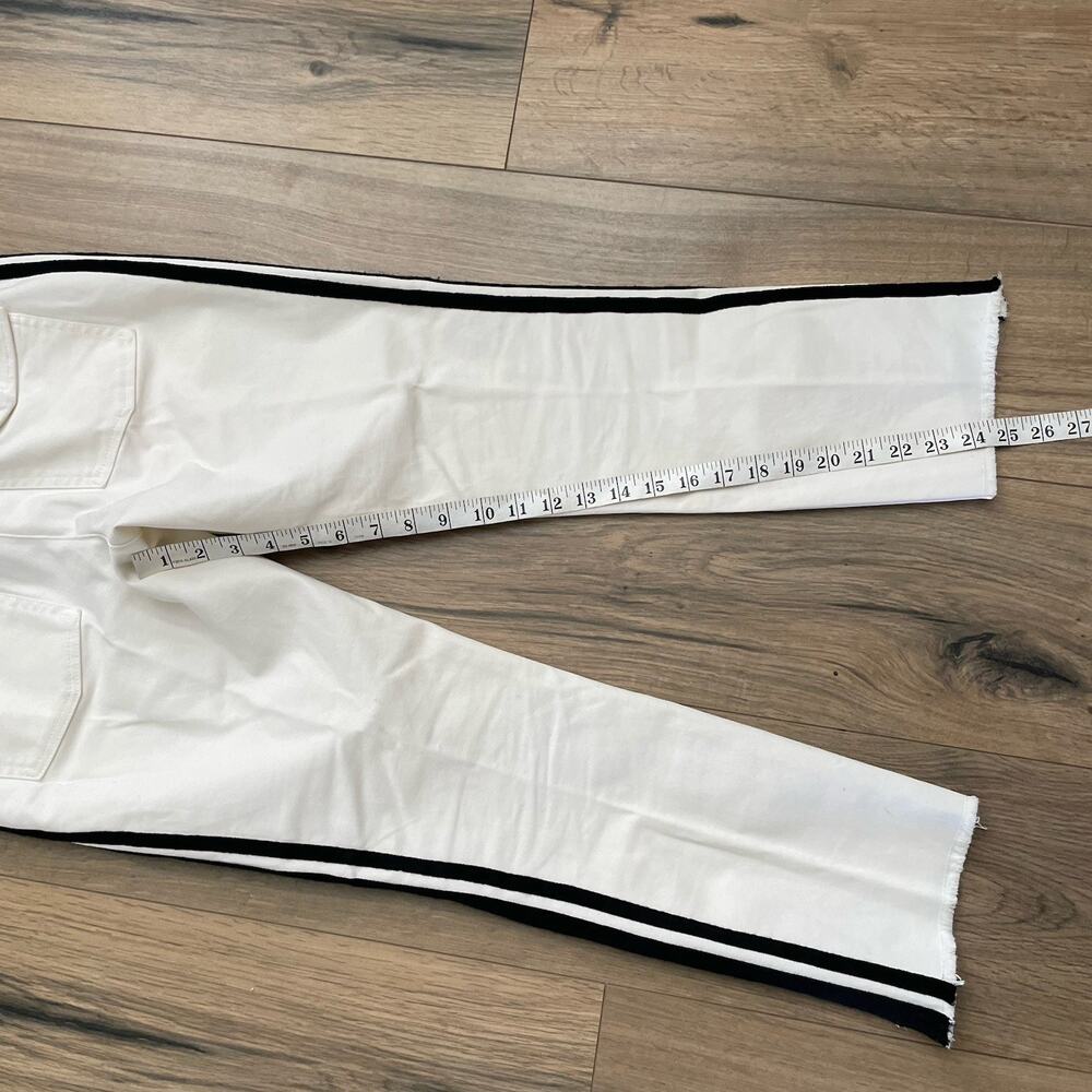 PAM & GELA Women's Size 26 Side Stripe Raw Step Hem Ankle Pants Jeans White - Picture 7 of 9